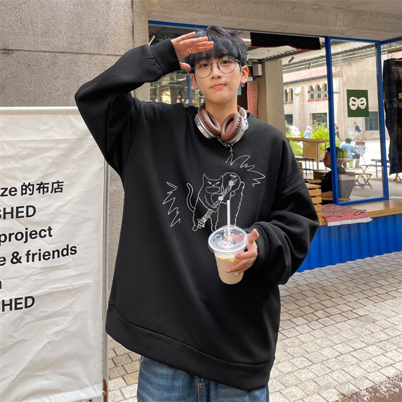 华夫格！华夫格上衣男圆领华夫格卫衣男大码长袖t恤男HY234-特P23,男装T恤,电商B367