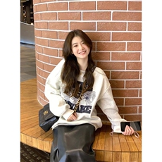 Q0104-P45早秋花灰色高级感圆领卫衣学生学院风美式复古上衣，男装卫衣，星座617A-2