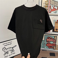 2025潮牌口袋印花短袖t恤男夏美式宽松大码五分袖体恤ST520-P35，男装T恤，星座412-2