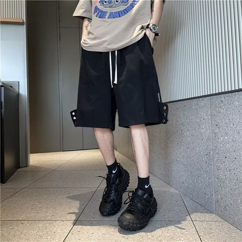 休闲短裤男韩版潮拉链开衩个性高街2023夏新款ins五分裤K4193-P35,男装休闲裤,星座412-3