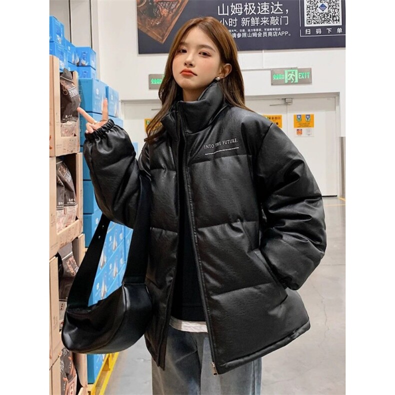 pu皮棉服情侣装冬季加厚学生棉袄韩版宽松棉衣外套ins潮Q8815-P88图片