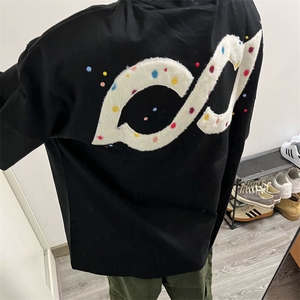 万针全刺绣工艺抖音得物高品质260克重磅纯棉双纱美式高街短袖T恤图片