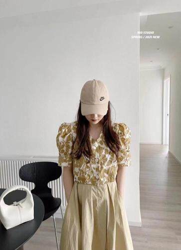 夏季新款印花麻料上衣，女装，And·Fan 范