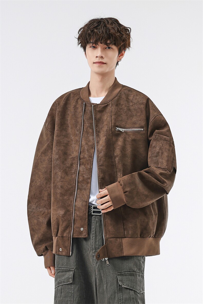 美式高阶秋冬PU棒球服夹克痞帅百搭情侣外套J57911TP85,男装夹克,电商A247