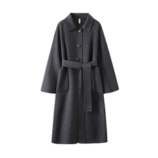 三扣单排双面羊毛大衣女中长款2024秋冬新款双面呢大衣，女装双面呢大衣，众策羊绒