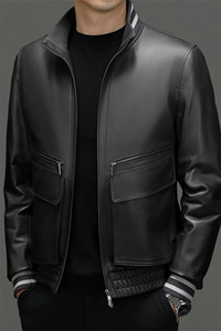 2319冬季新款海宁羽绒服男牛皮鹅绒服短款男装加厚P1020图片