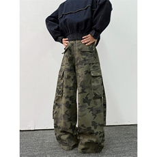 美式街头迷彩工装牛仔裤男休闲拖地阔腿裤多口袋长裤N0753-P65，男装牛仔裤，星座308B-2