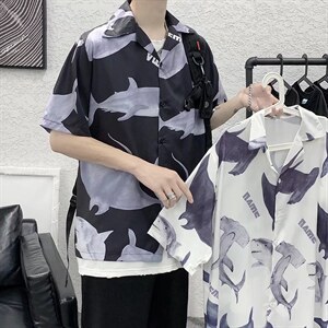 夏季短袖衬衫潮流帅气鲨鱼休闲衬衫CT046P26图片