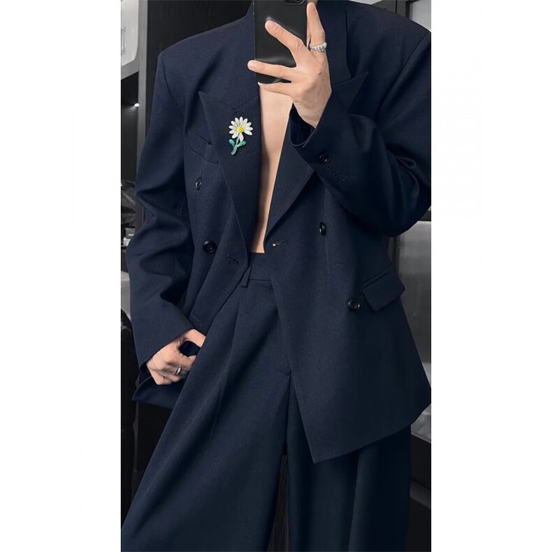 洋气韩版西装外套2026年春秋新款双排扣纯色百搭显瘦西服,男装西服套装,星座601-1