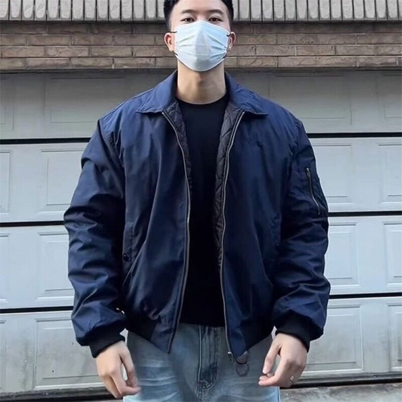 文艺日系原宿夹棉美式飞行员工装短款外套翻领潮流新款夹棉加厚图片