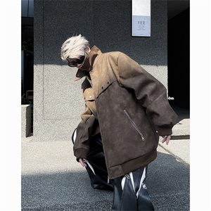 秋冬新款PU皮衣设计款潮男夹克皮衣加棉外套 常规P138加棉P158图片