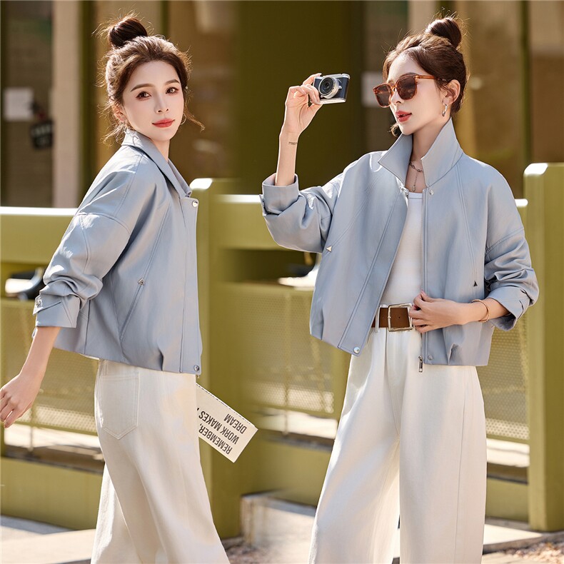 小皮衣外套女短款2026春新款小个子气质休闲洋气减龄PU皮夹克上衣，女装皮衣，潮流依族