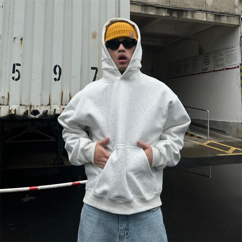 抖音得物高品质二开秋冬美式高街重磅结构辑明线连帽卫衣外套W75,男装卫衣,电商A486-1
