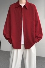 8XL-M泡泡纱盐缩肌理长袖衬衫男夏季冰丝外套防晒衬衣CS29007P40，男装衬衫，电商B312
