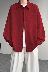 8XL-M泡泡纱盐缩肌理长袖衬衫男夏季冰丝外套防晒衬衣CS29007P40图片