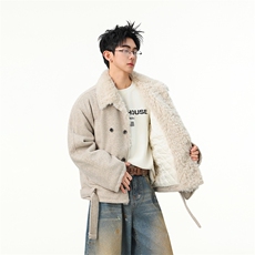 羊毛）复古双排扣毛领棉服男女冬季呢夹克JK1008-特P135-控258，男装夹克，星座216(原A116)