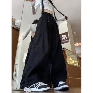 休闲裤男女韩版潮流阔腿大口袋高街帅气2024秋冬ins长裤K5734-P56图片