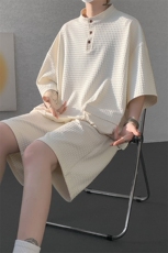 TZ777-特批68控98高品质肌理感亲肤晾干短袖短裤大码T恤2件套，男装牛仔裤，电商A059