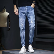 218-1-P43-NK121秋款时尚休闲潮男百搭牛仔小脚裤，男装牛仔裤，四季星座218-1
