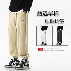 重磅卫裤男潮牌简约阔腿束脚裤港风直筒运动休闲裤-X1652特批39图片