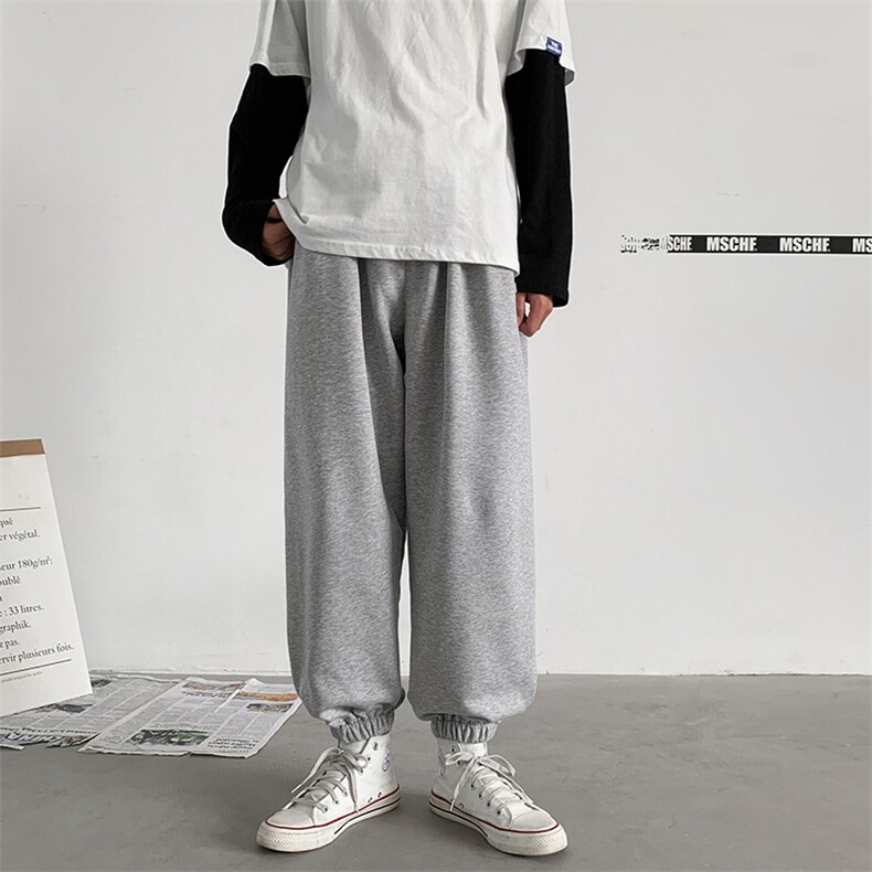 加绒运动裤男宽松束脚ins高街秋冬加厚秋冬季休闲卫裤K1676-P24,男装休闲裤,星座512-4