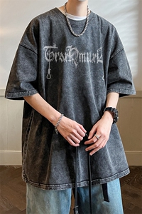 抖音供货、210克现货水洗棉印花宽松版短袖T恤 D223A-ST2317-P35图片