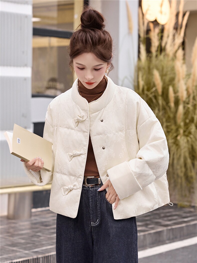 现货主推2025年冬季新款國风羽绒服外套女,女装羽绒服,曼娅璐