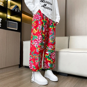CK203东北大花民族特色风休闲哈伦运动裤束脚九分裤团队男女图片