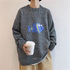！2023秋冬男士圆领毛衣加厚百搭印花针织衫毛线M205P45,男装针织衫/毛衣,电商B220