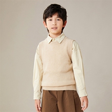 35%羊绒秋冬季新款舒适时尚百搭圆领儿童羊绒马甲，童装马夹/背心，奥赛羊绒童装