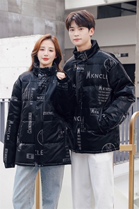 现货 外贸侧飞图立领光板团体服班服宽松韩版情侣学生外套羽绒服图片