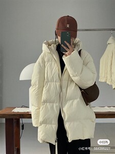 【现货】one two家90白鸭绒羽绒服中长款超好穿（绒图片