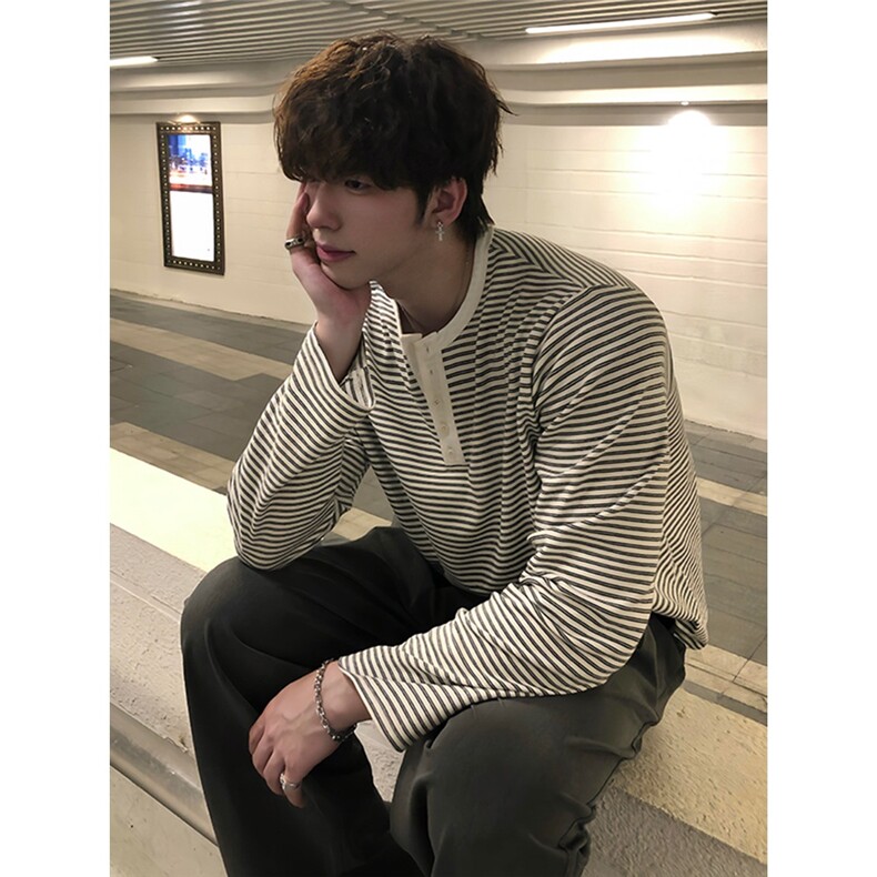W191-P49高质量纯棉条纹长袖,男装卫衣,电商B323A