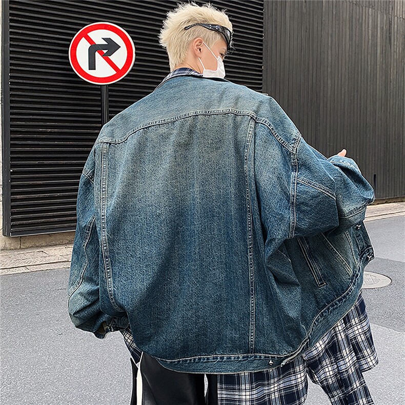 2025秋格子拼接牛仔外套男假两件工装外套JK8624,男装工装外套,星座1108