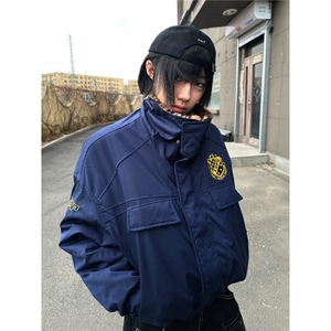 美式豹纹红色工装棉服男女冬季加厚座山雕外套棉衣本命年毛领棉袄图片