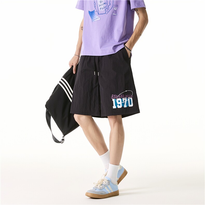 抖音品质夏季新款美式印花冰丝宽松五分裤B315-K25546-特p20控39,男装牛仔裤,电商B315
