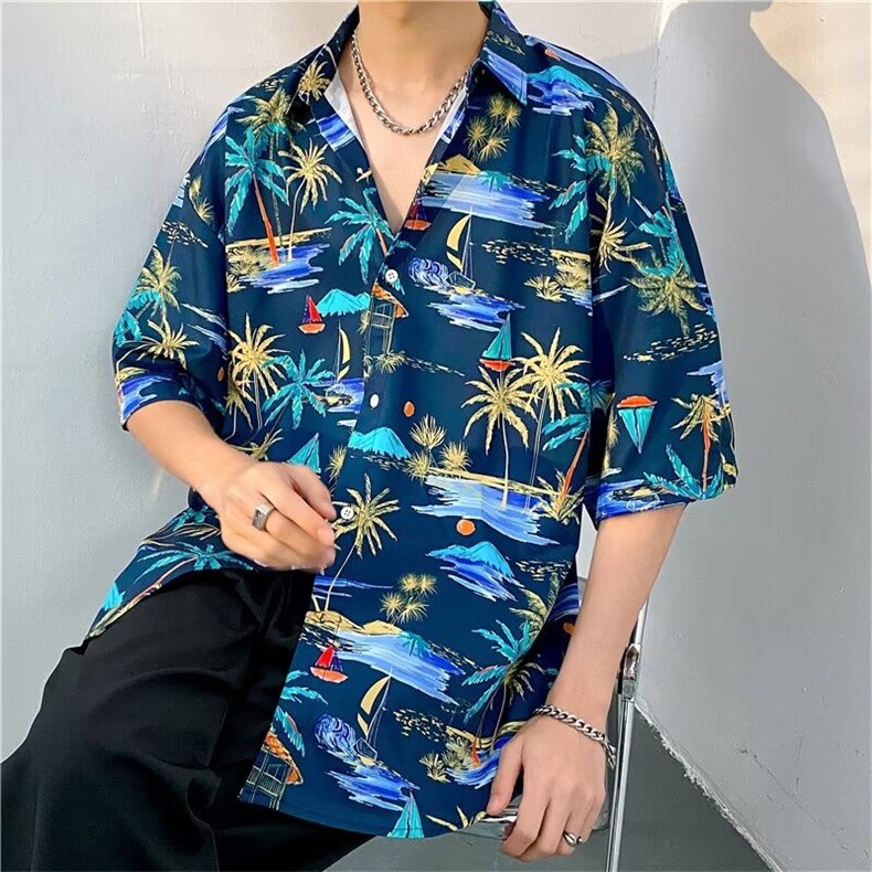 夏威夷风三亚泰短袖花衬衫男海南岛休闲沙滩服T5110-P26图片