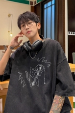 直播品质240克重磅水洗做旧短袖t恤男女SDX234-特P25控48，男装T恤，电商B367