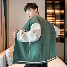 麂皮绒棒球服男士春秋飞行员夹克ins刺绣美式外套男上衣JK037-P93，男装夹克，星座308B-2