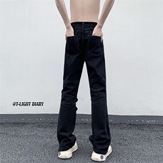 B221美式ins高街小众个性款拉链牛仔裤LK23018-P65控88，男装牛仔裤，电商B221