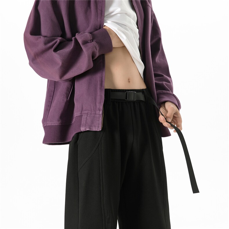 YK160特P50控85无影墙！加绒加厚华夫格配腰带宽松潮流休闲裤,男装休闲裤,电商A249