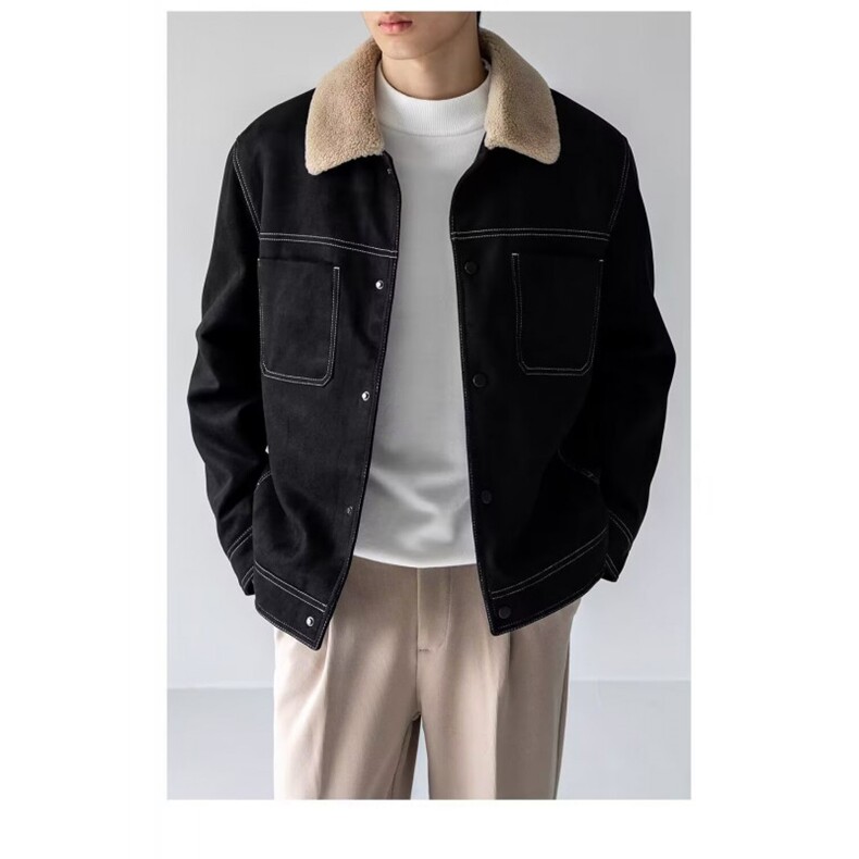1506-1/JM3081/P82轻工装复古麂皮绒棉外套冬季男士仿羊羔绒加厚,男装工装外套,星座1506-1