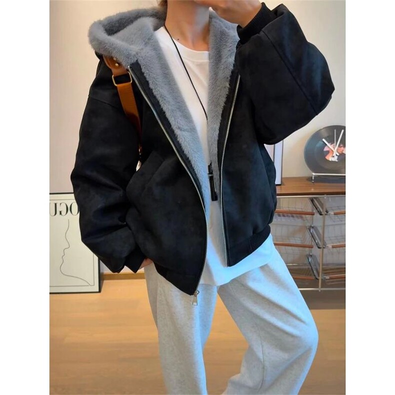 现货高品质美式高街冬季重磅座山雕大毛毛领pu皮棉衣男女加厚外套，男装皮衣，电商A486-1