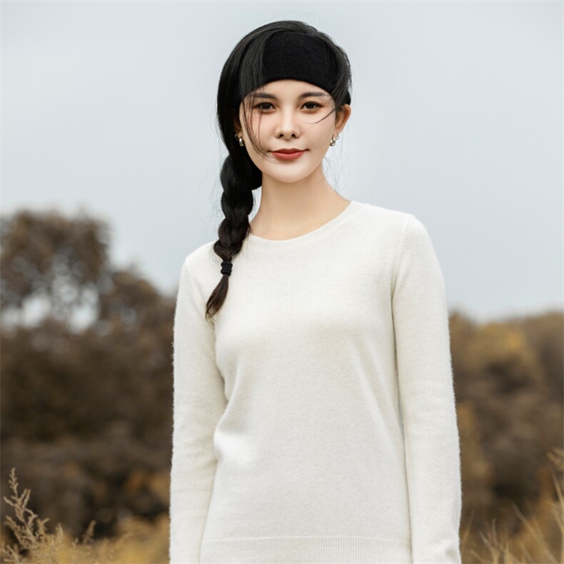 2025百搭时尚简约常规女圆领羊绒衫,女装羊绒衫,雪真羊绒高端店