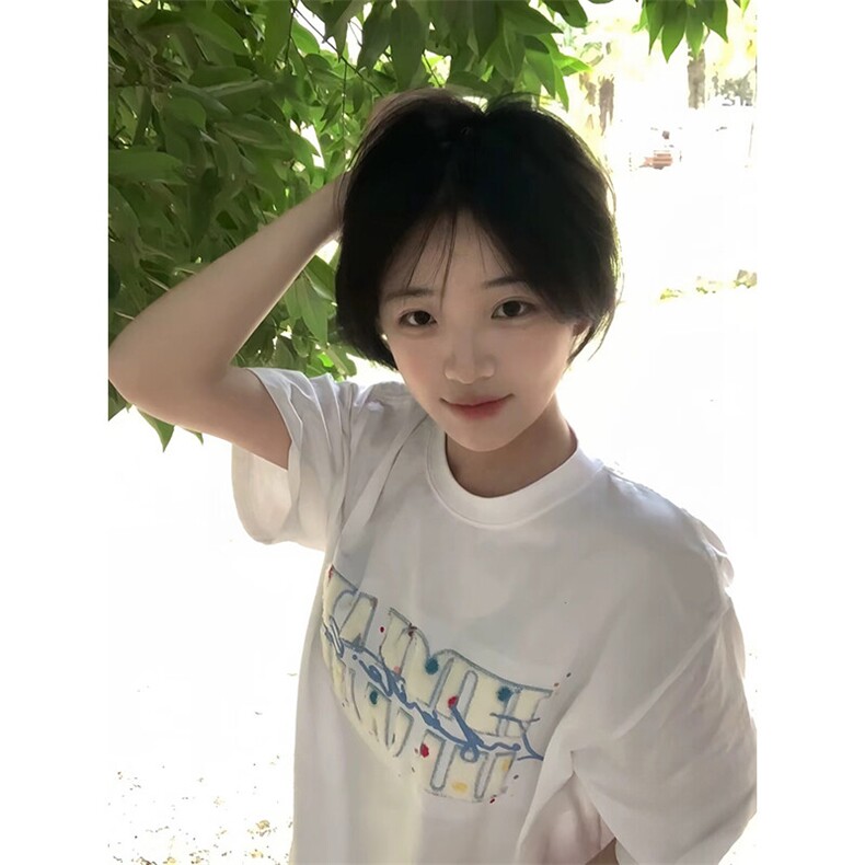 万针全刺绣工艺抖音得物高品质260克重磅纯棉双纱美式高街短袖T恤,男装T恤,电商A486