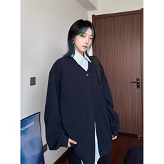 假两件衬衫男女韩版潮流痞子帅气百搭2024秋冬ins外套CY996-P55，男装衬衫，星座412-3