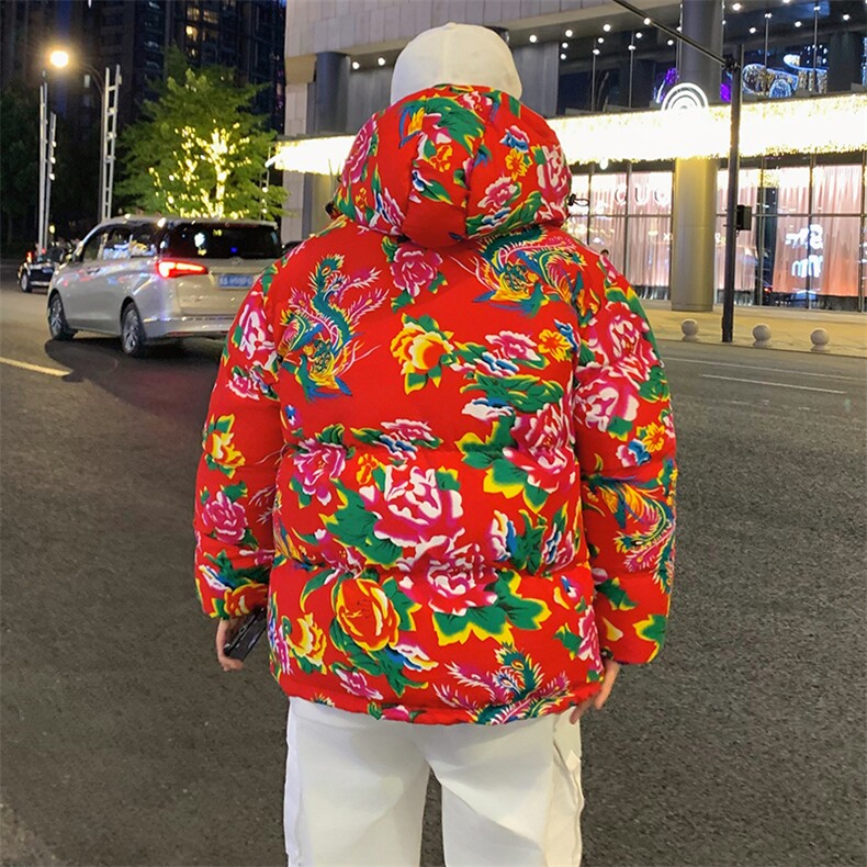 MY206东北大花连帽加厚保暖防寒棉衣外套棉服风汉服民族特色,男装民族服装,星座115A(原星座507）