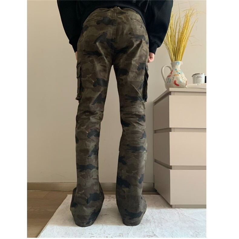 美式vibe高街迷彩多口袋修身工装裤嘻哈微喇裤男女K83096-P53网图,男装工装外套,电商B245