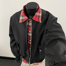 老钱风假两件外套男2025春季新款拼接撞色宽松cleanfit飞行服夹克，男装夹克，星座715-4