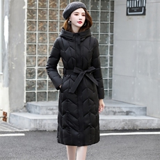 时尚显瘦中长款连帽羽绒服女冬季新款保暖外套，女装羽绒服，阿舍尔精品